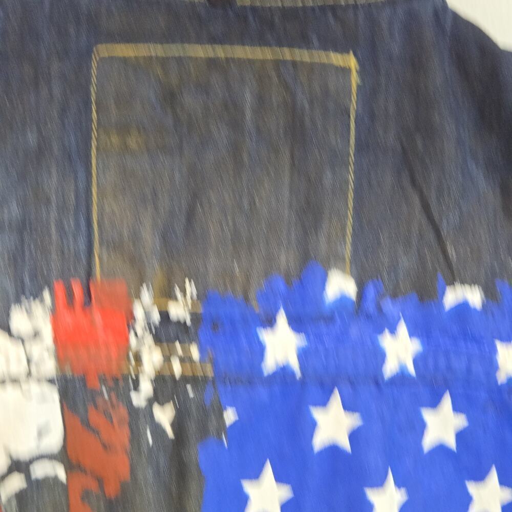 Copper Washed Upcycled Denim Mens Vest 2XL PATRIOTIC AMERICAN FLAG MOTO STEAMPUN - Picture 11 of 15
